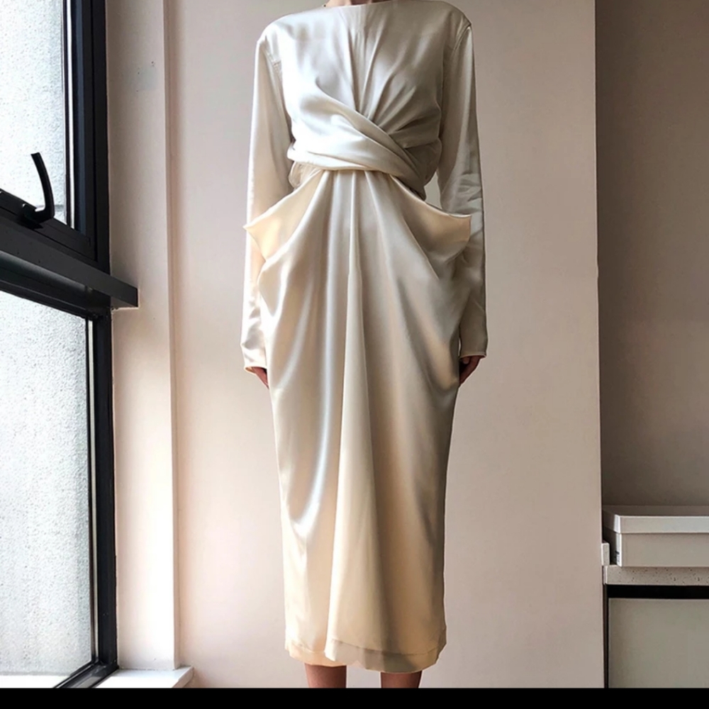 Vegan satin wrap dress